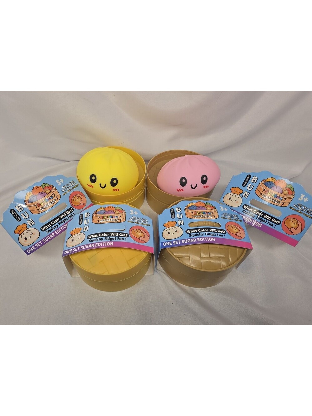 Squishy Bun Mystery Dumpling Fidget Toy Sugar Edition Steamer Basket Fun Gift